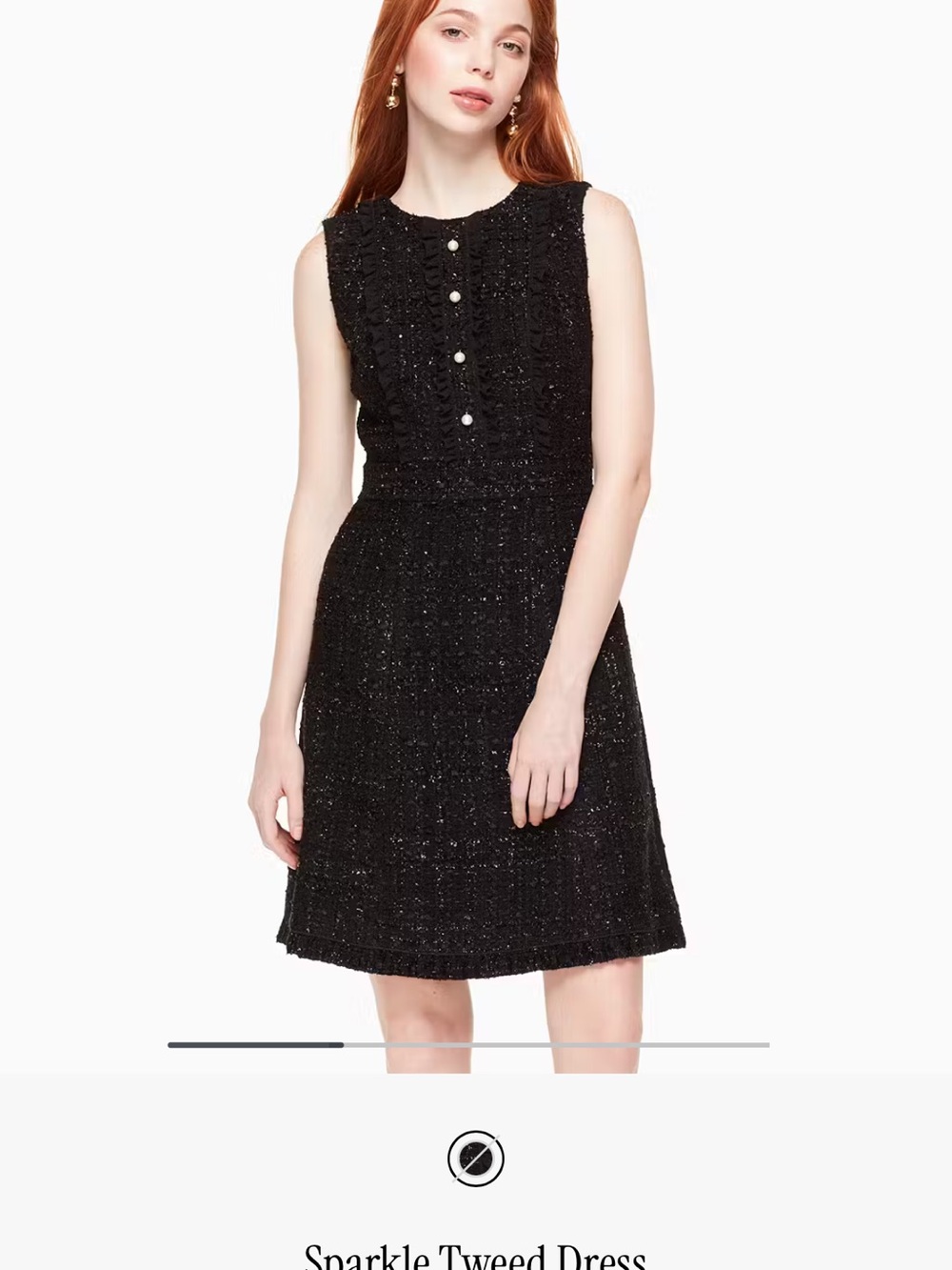 kate spade Black Pearl-Button Tweed A-Line Dress